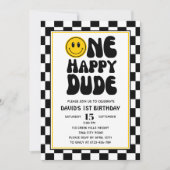 Invitation Un Joyeux Mec Happy Face Boy Premier anniversaire (Devant)