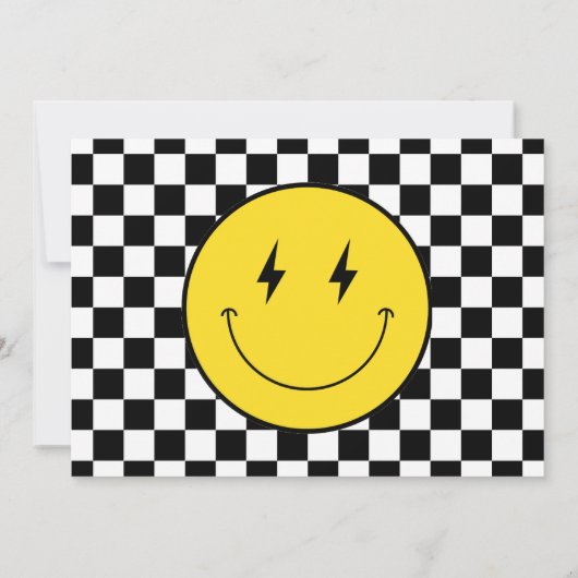 Invitation Un joyeux mec Happy Visage Check Garçon Anniversai (Dos)