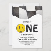 Invitation Un Joyeux Mec Smiley Face Premier anniversaire fêt (Devant)