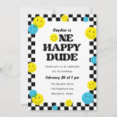 Invitation Un joyeux mec souriant visage 1er fête d'anniversa (Devant)