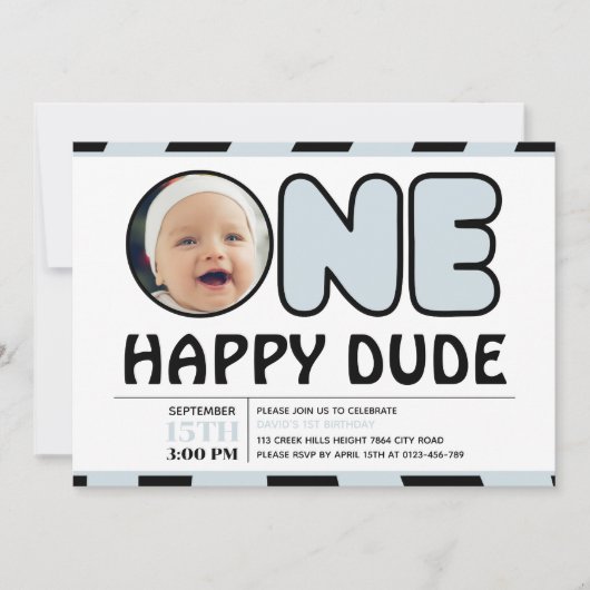 Invitation Un joyeux mec Super À damiers garçon Photo d'anniv (Devant)