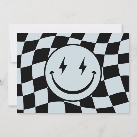 Invitation Un joyeux mec Super À damiers garçon Photo d'anniv (Dos)