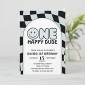 Invitation Un joyeux mec Super Joyeux visage garçon Anniversa (Debout devant)