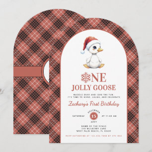 Invitation Un joyeux Noël d'oie Moderne Premier Anniversaire
