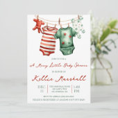 Invitation Un Joyeux Petit Baby shower, Bébé Clothesline (Debout devant)
