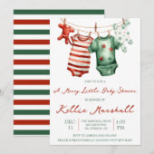 Invitation Un Joyeux Petit Baby shower, Bébé Clothesline (Devant / Derrière)