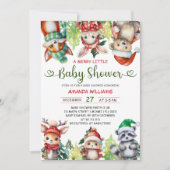 Invitation Un joyeux petit Baby shower d'animaux de Noël (Devant)
