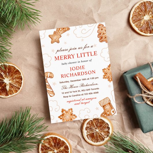 Invitation Un joyeux petit Baby shower de biscuits de Noël