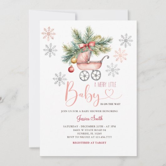 Invitation Un joyeux petit Baby shower de flocons de neige de (Devant)