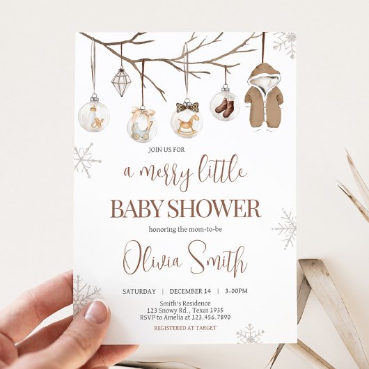 Invitation Un joyeux petit Baby shower de Noël d'hiver