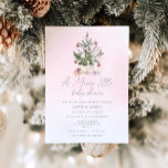 Invitation Un joyeux petit baby shower de Noël rose<br><div class="desc">Pink Christmas tree a joyeux petit baby shower Invitation Objets correspondants disponibles.</div>