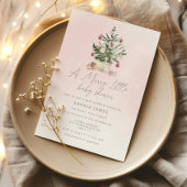 Invitation Un joyeux petit baby shower de Noël rose