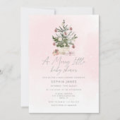 Invitation Un joyeux petit baby shower de Noël rose (Devant)