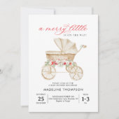 Invitation Un joyeux petit Baby shower de poussette de Noël (Devant)