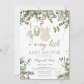 Invitation Un joyeux petit | Baby shower d'hiver pour filles (Devant)