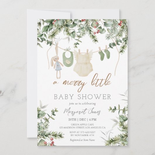 Invitation Un joyeux petit | Baby shower d'hiver pour filles (Devant)