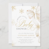 Invitation Un joyeux petit Baby shower Gold Bow (Devant)