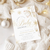 Invitation Un joyeux petit Baby shower Gold Bow