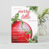 Invitation Un joyeux petit Baby shower rouge boue verte (Debout devant)