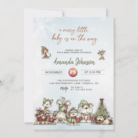Invitation Un joyeux petit bébé est en route (Devant)