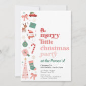 Invitation Un joyeux petit Noël rose et rouge moderne (Devant)