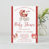 Invitation Un joyeux petit Noël, rouge & ivoire, Baby shower (Debout devant)