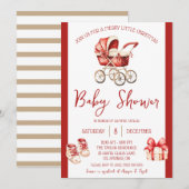 Invitation Un joyeux petit Noël, rouge & ivoire, Baby shower (Devant / Derrière)