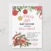 Invitation Un joyeux petit ornement en peluche d'ours de noël (Devant)
