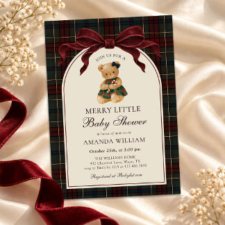 Invitation Un joyeux petit ours en peluche de Noël pour Baby