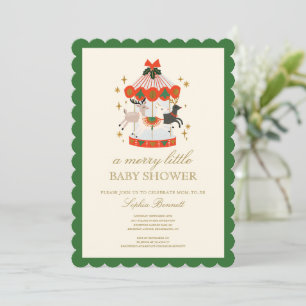 Invitation Un joyeux petit shower de bébé Noël Carrousel