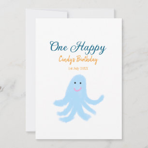 Invitation Un joyeux poulpe bleu sous la mer anniversaire