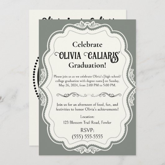 Invitation Un kaléidoscope de fête : Vert espagnol (Devant / Derrière)