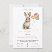 Invitation Un lapin 1er Pâques Printemps fête d'anniversaire (Devant)