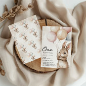 Invitation Un lapin à queue floffée 1er anniversaire