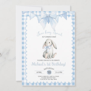 Invitation Un lapin a un an, garçon anniversaire, Tout âge.