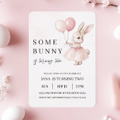 Invitation Un lapin a un anniversaire | Rose Pastel