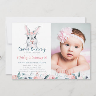 Invitation Un lapin a un anniversaire, une photo de n'importe