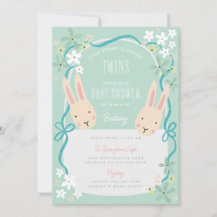 Invitation Un lapin a un Baby shower jumeau