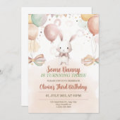 Invitation Un lapin Anniversaire Daisy Pastel Rabbit (Devant / Derrière)
