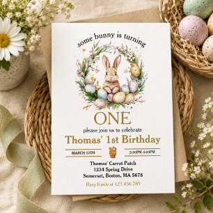 Invitation Un lapin de Pâques fête son premier anniversaire