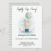 Invitation Un lapin devient un garçon Anniversaire (Devant / Derrière)