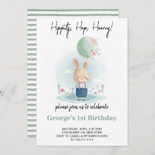 Invitation Un lapin devient un garçon Anniversaire