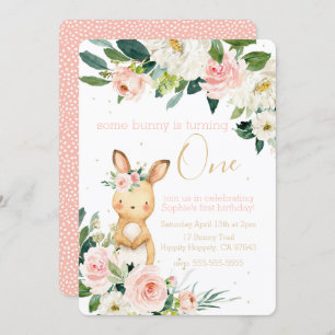 Invitation Un lapin devient un premier anniversaire pour une