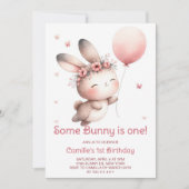 Invitation Un lapin devient une fille anniversaire (Devant)