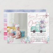 Invitation Un lapin devient une photo d'anniversaire de print (Devant / Derrière)