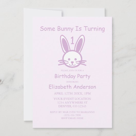 Invitation Un Lapin Est En Train D'En Devenir Un : Premier An (Devant)