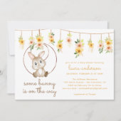 Invitation Un lapin est sur le Baby shower de lapin de Boho (Devant)