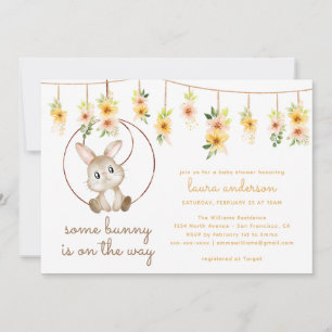 Invitation Un lapin est sur le Baby shower de lapin de Boho