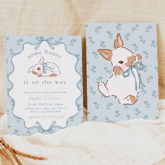 Invitation Un lapin est sur le chemin Baby shower Invitation.