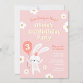 Invitation Un lapin est trois mignonne Retro 3ème fête d'anni (Devant)